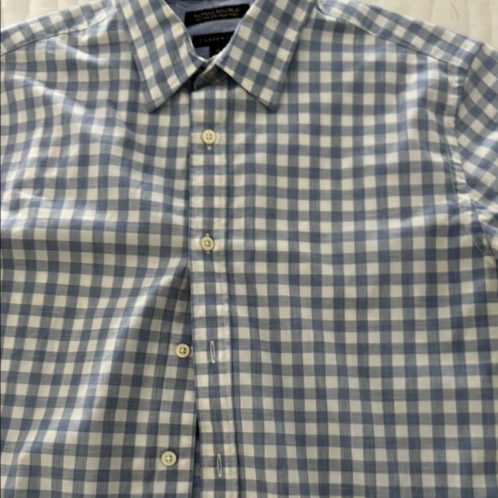 Banana Republic Blue and White Plaid Men's Shirt